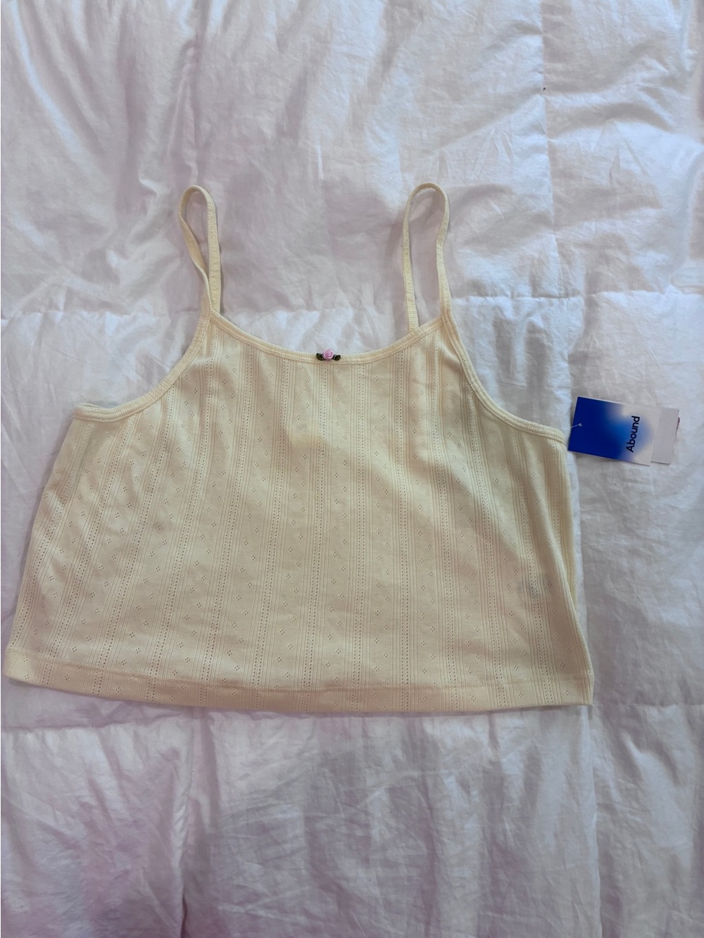 Abound Cream Eyelet Ribbed Cropped Tank